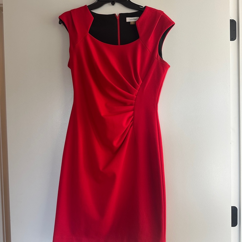 Calvin Klein Red Dress w/ Cap Sleeve